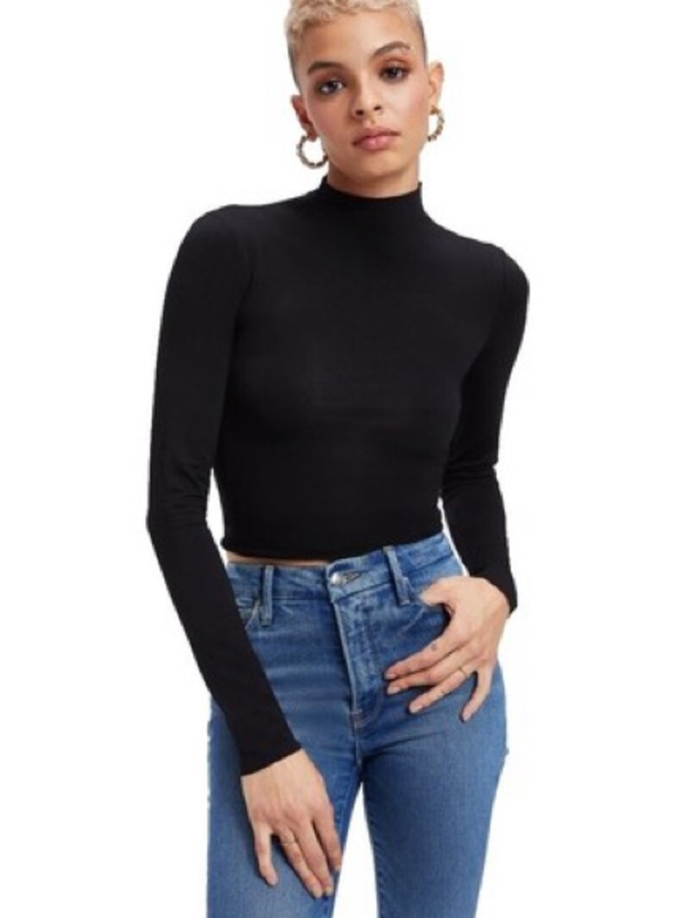 Bozzolo Black Cropped Turtleneck/Mockneck